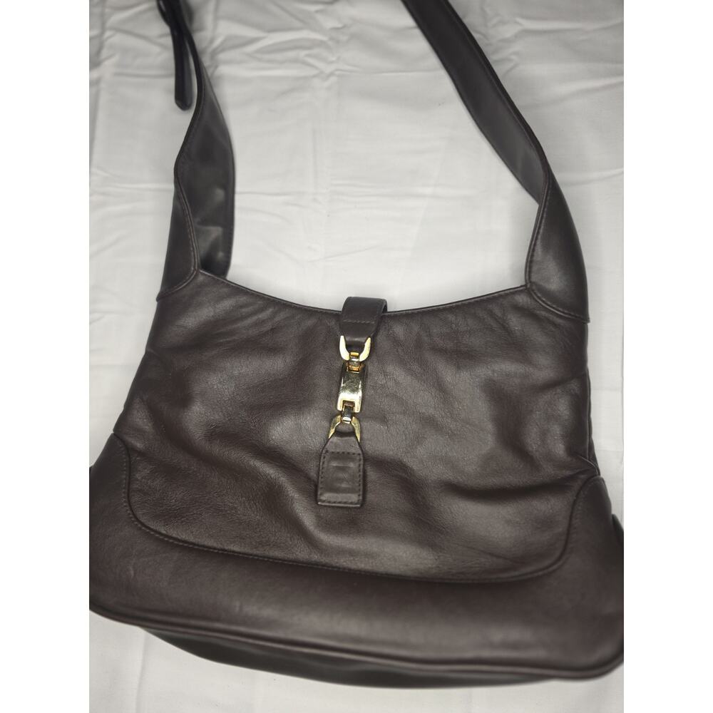 Giani Bernini Brown Leather Hobo Shoulder Bag — Gold Hardware Zip Pocket